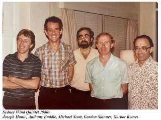 Sydney Wind Quintet 1980s
Joseph Hanic, Anthony Buddle, Michael Scott, Gordon Skinner, Garbor Reeves